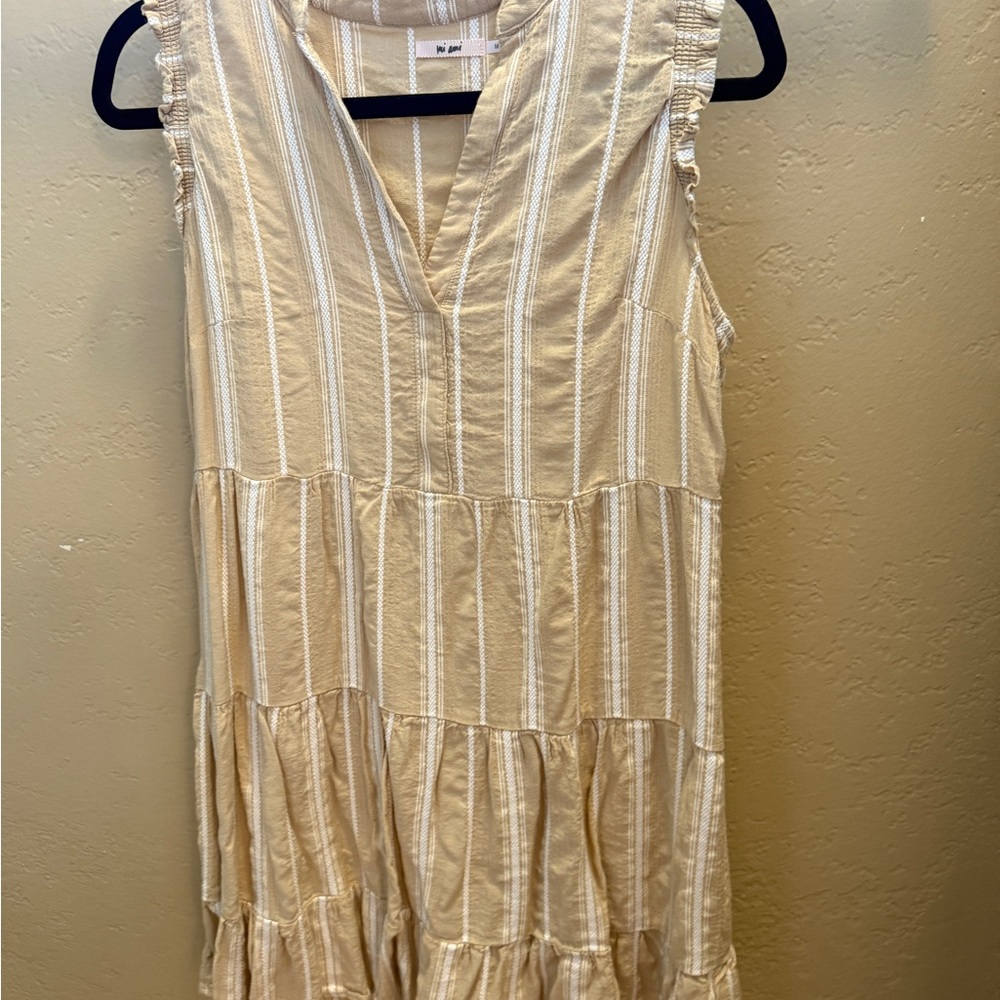 Mi Ami Beige Striped Dress
